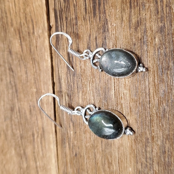E2167 midnight precious stone sterling silver earrings - Picture 1 of 3